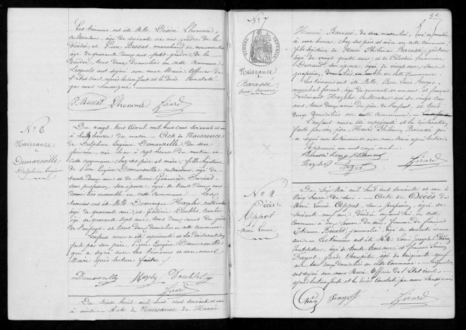 VERT-LE-PETIT. Naissances, mariages, décès : registre d'état civil (1861-1872). 