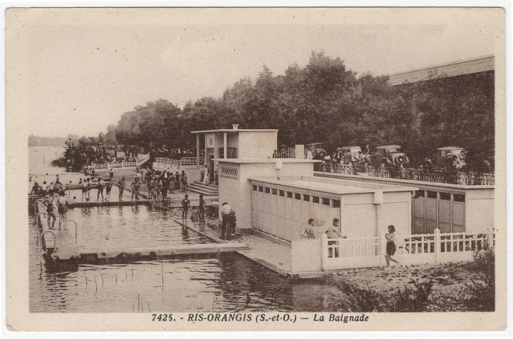 RIS-ORANGIS. - La baignade sur la Seine, piscine [Editeur Photo-édition, sépia]. 