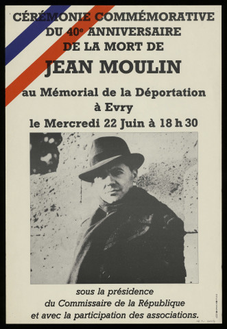 EVRY. - 40ème anniversaire de la mort de Jean Moulin, Mémorial de la déportation, 22 juin 1983. 