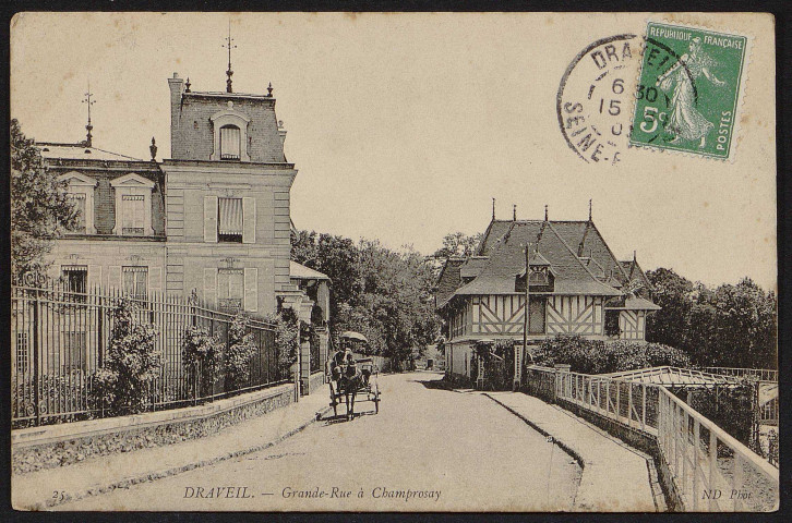 Draveil.- Champrosay. Grande rue (15 août 1908). 