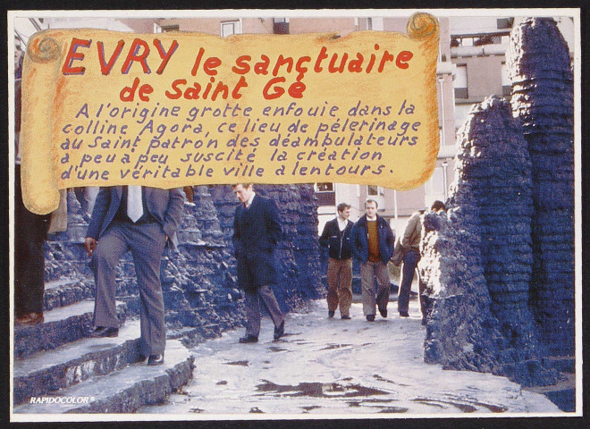 Evry.- Sculpture de Gérard Singer : le sanctuaire de Saint-Gé (1976). 