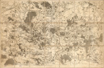 Carte des environs de PARIS, PARIS, 1756. Ech. 22,4 cm = 10 000 toises. Sur toile. Coul. Dim. 0,93 x 0,60. 