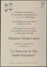 RIS-ORANGIS. - Conférence débat : le processus de paix Israëlo-Palestinien, Synagogue - rue Jean Moulin, 9 novembre 1993. 