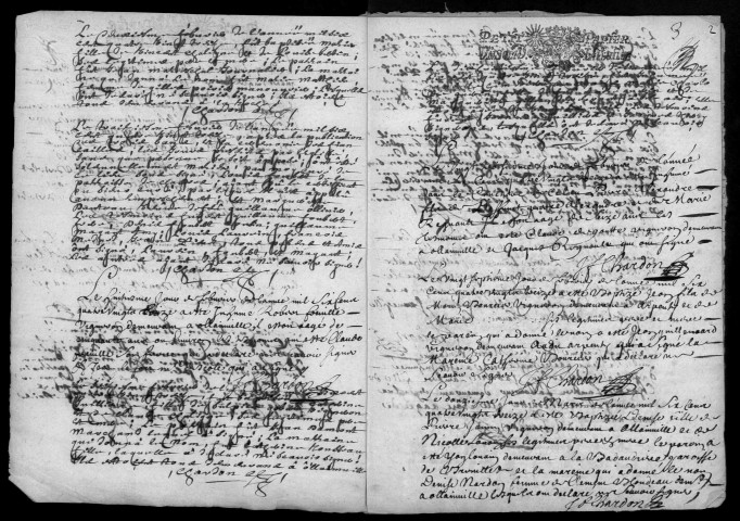 BRUYERES-LE-CHATEL. - Registre parossial : registre des baptêmes, mariages et sépultures (1689-1704) 
