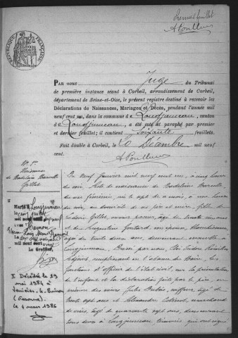 LONGJUMEAU.- Naissances, mariages, décès : registre d'état civil (1901). 