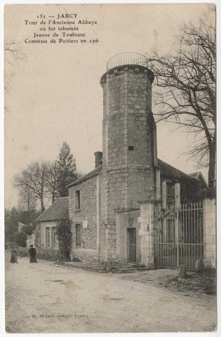 VARENNES-JARCY. - Tour de l'ancienne abbaye à l'entrée du château, [Editeur Mulard, 1908, timbre à 5 centimes]. 