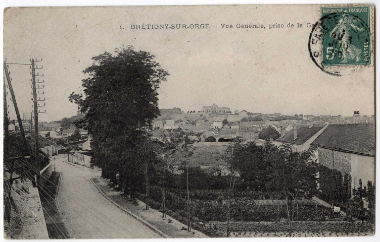 BRETIGNY-SUR-ORGE. - Vue générale prise de la gare, 1908, 5 mots, 5 c, ad. 