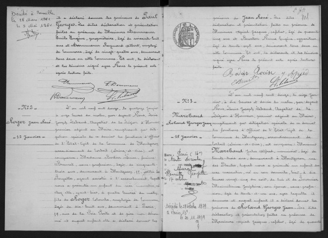 MONTGERON. - Naissances : registre d'état civil.