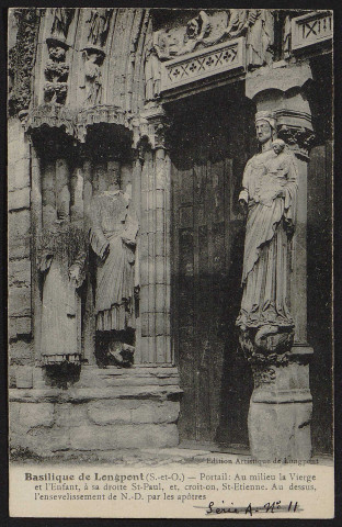 LONGPONT-SUR-ORGE.- Basilique Notre-Dame de Bonne Garde, portail, sans date.