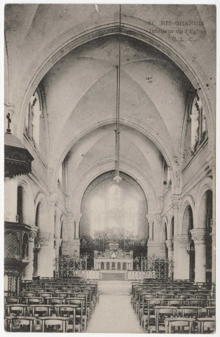 RIS-ORANGIS. - Intérieur de l'église [Editeur CLC, 1905, timbre à 5 centimes]. 