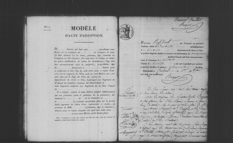 CORBEIL. Naissances : registre d'état civil (1840). 