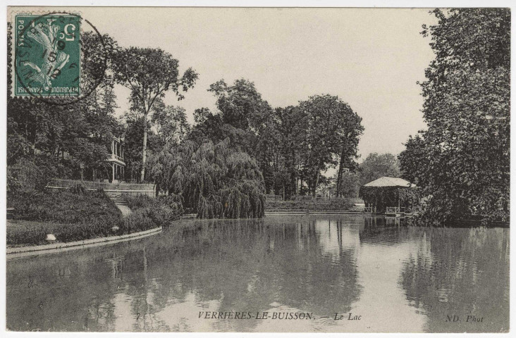 VERRIERES-LE-BUISSON. - Le lac [Editeur ND, 1912, timbre à 5 centimes]. 