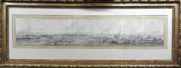 dessin : vue panoramique de Rome prise de la villa Médicis (n°1)