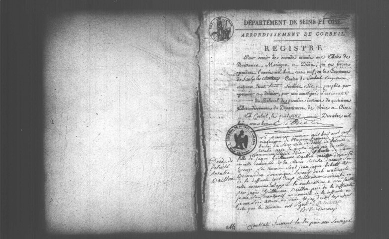 SAULX-LES-CHARTREUX. Naissances, mariages, décès : registre d'état civil (1809-1815). 