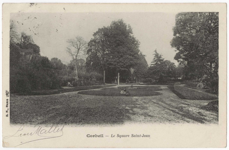CORBEIL-ESSONNES. - Le square Saint-Jean, BF, 1905, 15 lignes, 10 c, ad. 
