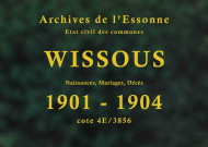 WISSOUS.- Naissances, mariages, décès : registre d'état civil (1901-1904). 