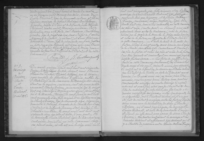 MORSANG-SUR-SEINE. Naissances, mariages, décès : registre d'état civil (1873-1882). 