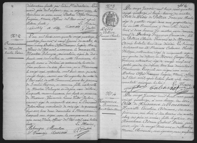 MARCOUSSIS.- Naissances, mariages, décès : registre d'état civil (1894-1900). 