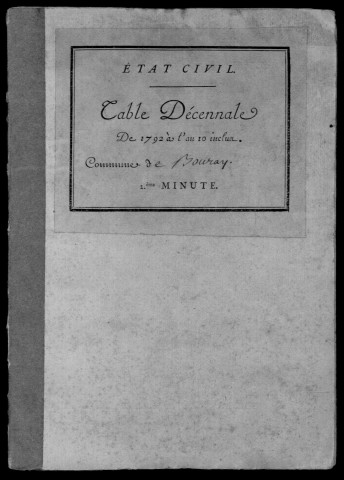 BOURAY-SUR-JUINE. Tables décennales (1792-1902). 
