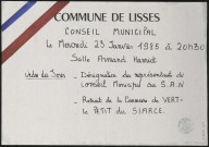 LISSES. - Ordre du jour du conseil municipal, Salle Armand Hanriot, 23 janvier 1985. 