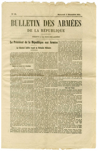 Journaux et articles de presse, 1914-1919, (21 pièces).