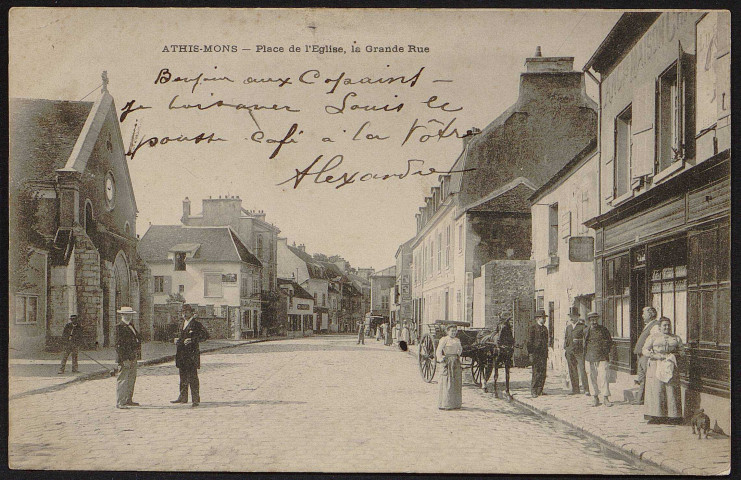 Athis-Mons.- Place de l'église et la grande rue (24 octobre 1904). 