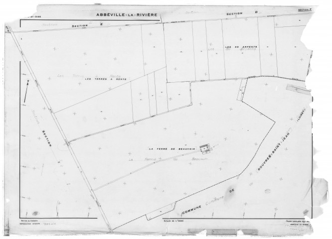 ABBEVILLE-LA-RIVIERE.- Cadastre renouvelé pour 1955 : plans de la  section F, section J, [2 plans].