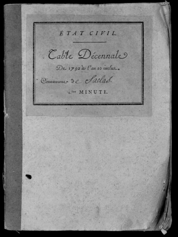 SACLAS. Tables décennales (1792-1902). 