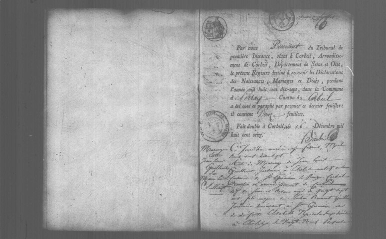 SAINT-PIERRE-DU-PERRAY. Naissances, mariages, décès : registre d'état civil (1817-1834). 