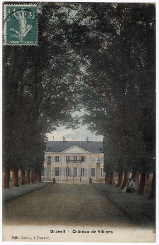 DRAVEIL. - Château de Villiers. Lecot, 1 mot, 5 c, ad., coloriée. 