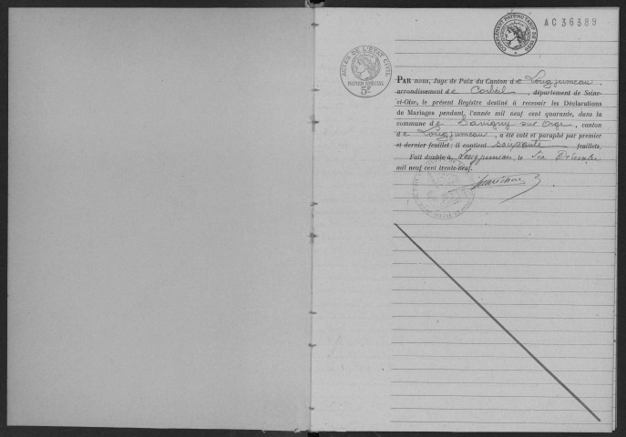 SAVIGNY-SUR-ORGE. - Mariages : registre d'état civil.