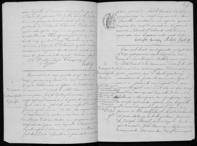 VERT-LE-PETIT. Naissances, mariages, décès : registre d'état civil (1883-1889). 