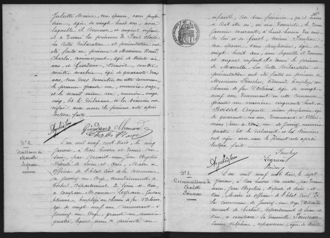 JUVISY-SUR-ORGE.- Naissances : registre d'état civil (1903). 