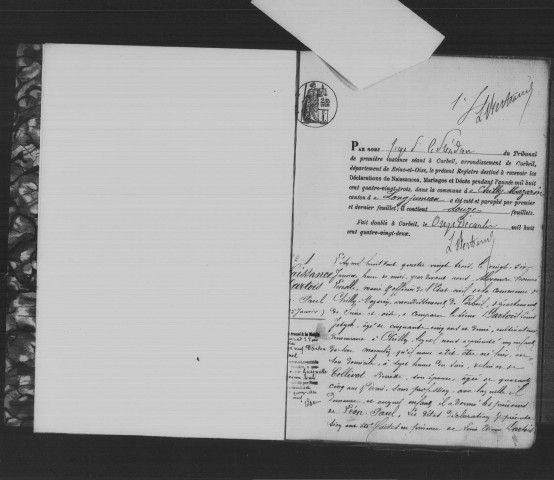 CHILLY-MAZARIN. Naissances, mariages, décès : registre d'état civil (1883-1896). 