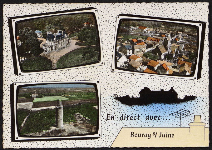 Bouray-sur-Juine.- Château de la Boissière, vue générale et la tour de Poquency [1960-1970]. 