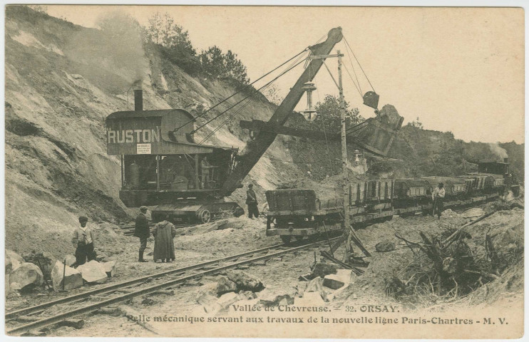 ORSAY. - Pelle mécanique servant aux travaux de la nouvelle ligne Paris-Chartres. Edition MV. 