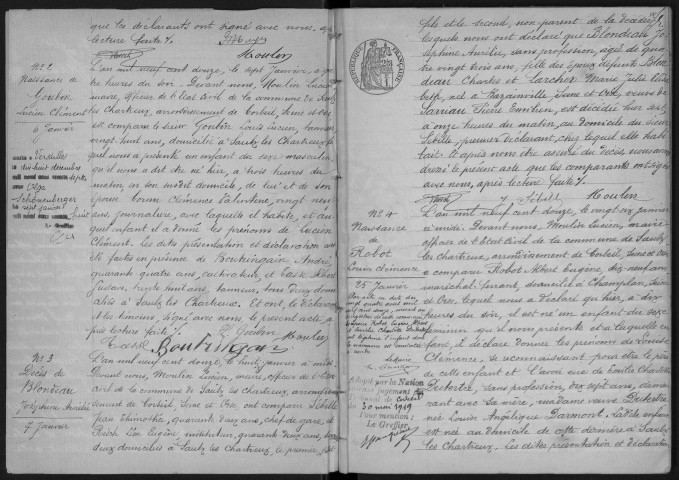 SAULX-LES-CHARTREUX. - Naissances, mariages, décès : registre d'état civil.