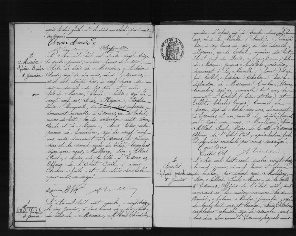 ESSONNES. Décès : registre d'état civil (1893). 