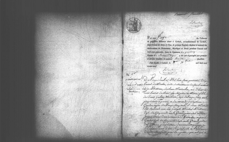 QUINCY-SOUS-SENART. Naissances, mariages, décès : registre d'état civil (1840-1861). 