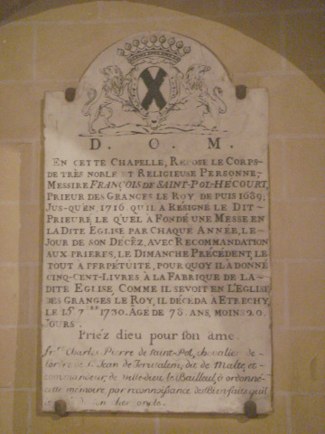 dalle funéraire : François de Saint Pol-Hécourt