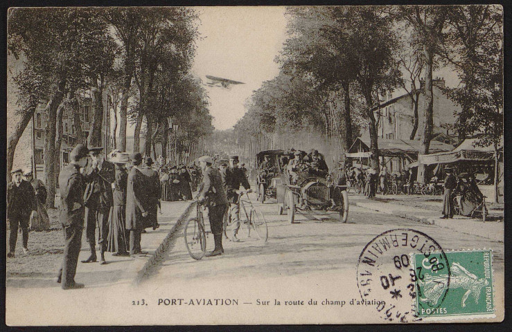 VIRY-CHATILLON.- Port-Aviation, sur la route du champ d'aviation (28 octobre 1909).