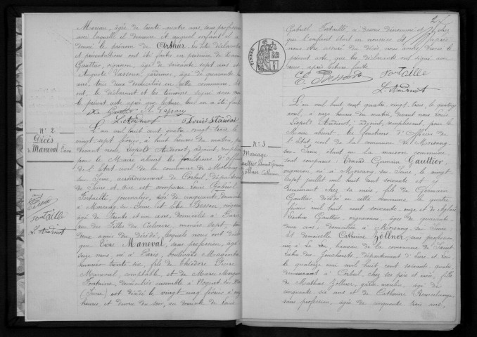 MORSANG-SUR-SEINE. Naissances, mariages, décès : registre d'état civil (1883-1896). 