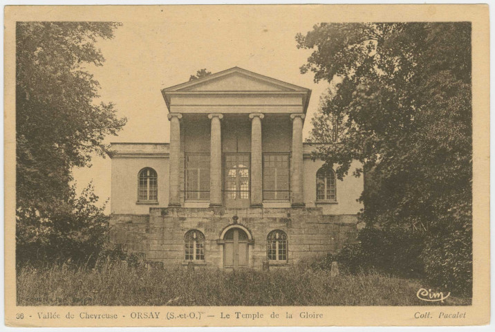 ORSAY. - Le temple de la gloire dans parc du château. Edition Cim, collection Pacalet, 1938, 1 timbre à 55 centimes. 