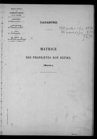 BRIIS-SOUS-FORGES. - Matrice des propriétés non bâties : folios 1 à 492 [cadastre rénové en 1933]. 