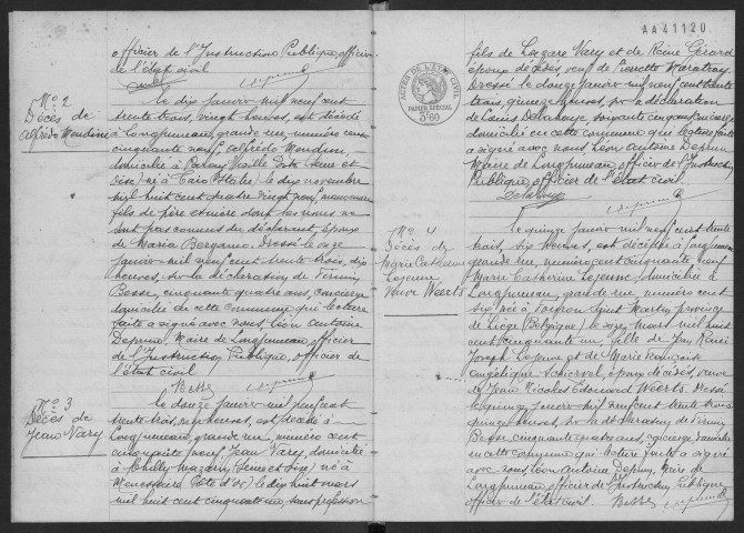 LONGJUMEAU. - Décès : registre d'état civil. 