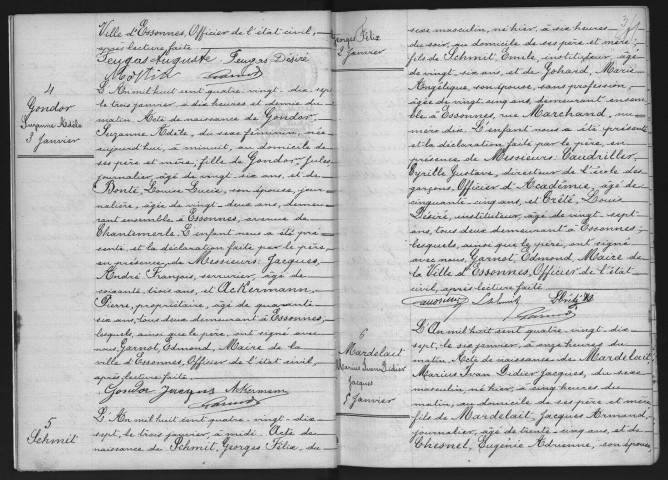 ESSONNES.- Naissances : registre d'état civil (1897-1899). 