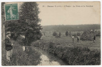BURES-SUR-YVETTE. - L'Yvette - La pêche et la fenaison. Editeur BF, 1913, timbre à 5 centimes. 