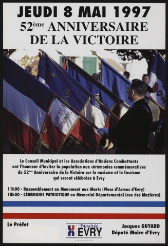 EVRY.- 52ème anniversaire de la victoire sur le nazisme et le fascisme, 8 mai 1997. 