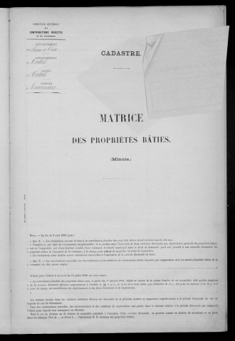 AUVERNAUX. - Matrice des propriétés bâties [cadastre rénové en 1936]. 