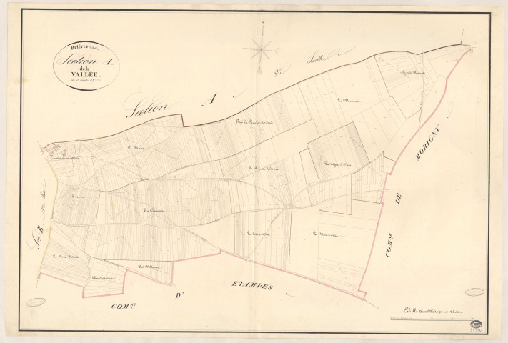 BRIERES-LES-SCELLES. - Section A : Vallée (la), 3e feuille. 